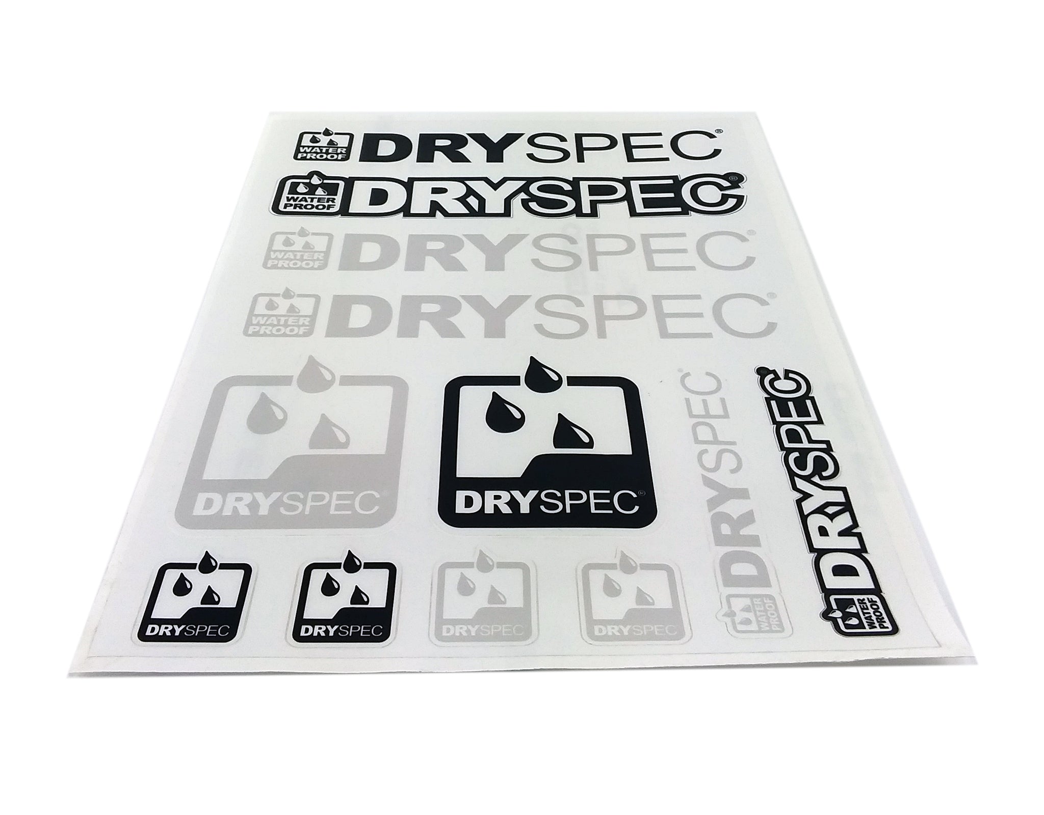 DRYSPEC Decal Sheet, Die-cut on Clear, Multi-color, 8.5x11